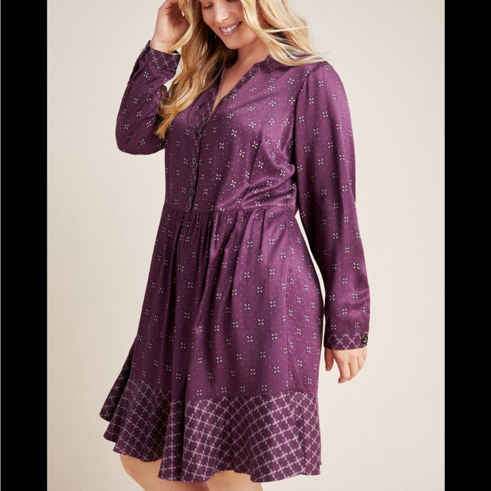 NEW Anthropologie Maeve Women’s Dress Size 3x Gillian Purple Drop Waist